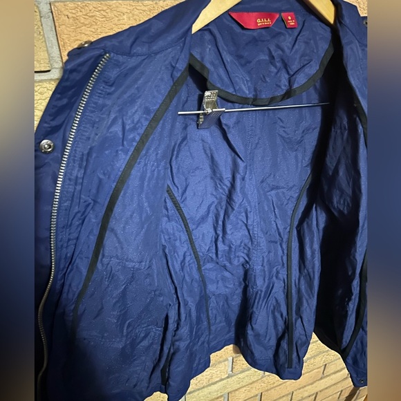 G.I.L.I Lightweight Navy Blue Zip Button Up Nylon Shimmer Jacket Women’s Size 0 - Picture 4 of 6